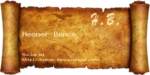 Hesner Bence névjegykártya